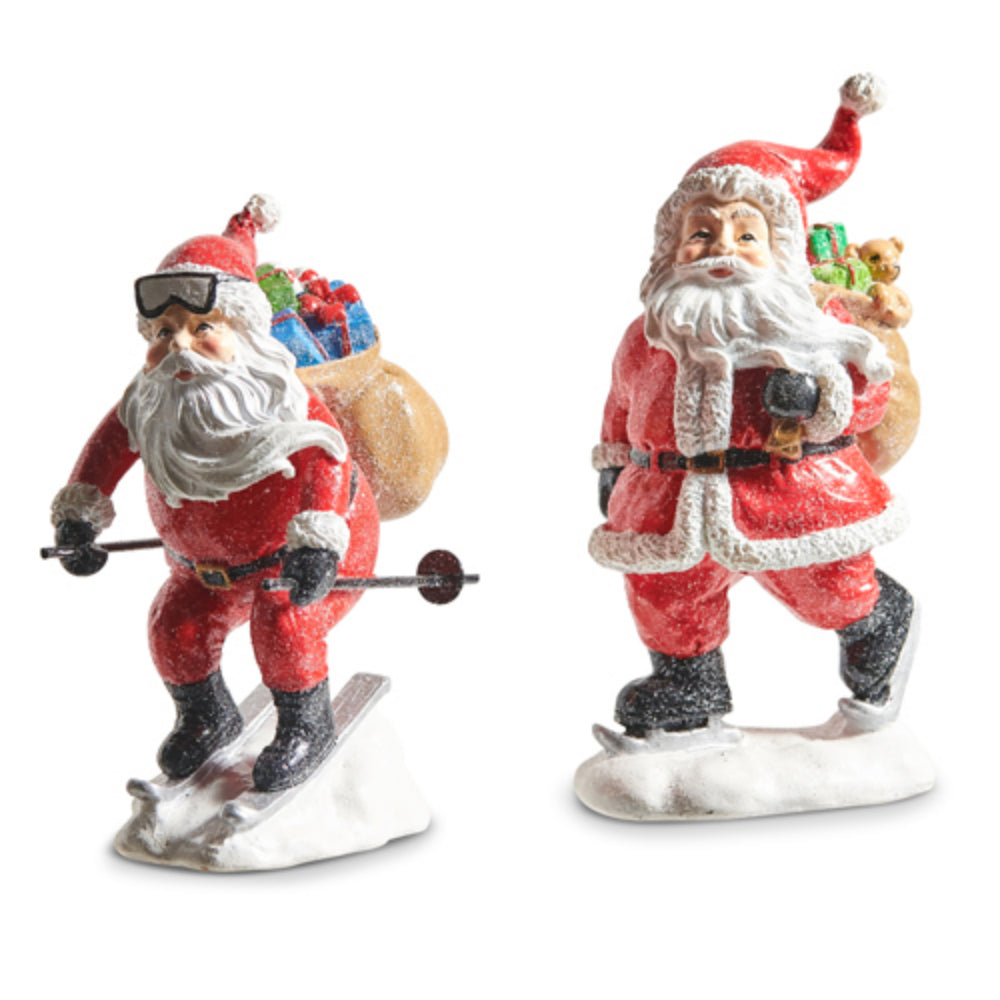 Festive Winter Sports Santa Figurines for Holiday Cheer