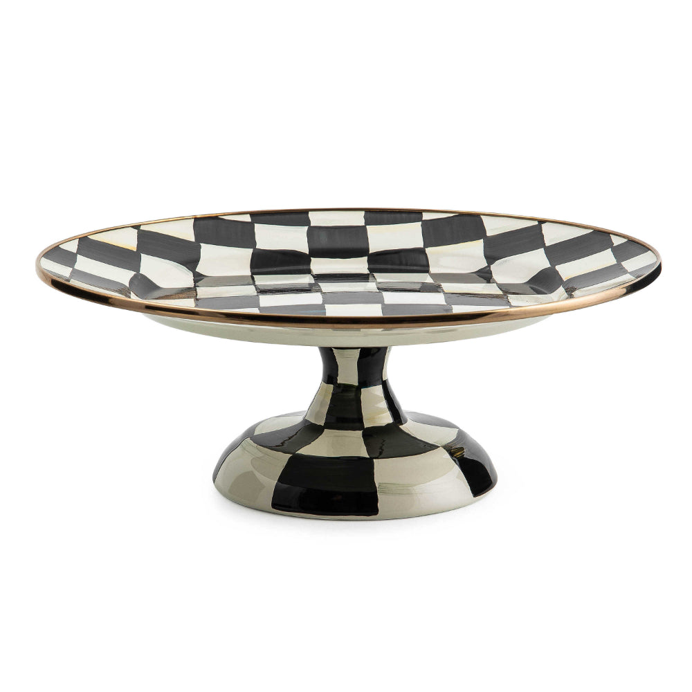 MacKenzie-Childs Enameled Courtly Check Pedestal Platter for Stunning Food Display